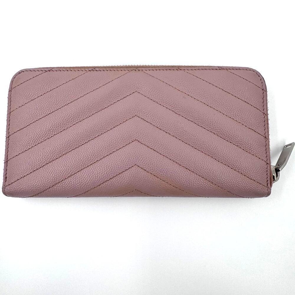 YSL Laurent Pink‎ Sakura Chevron Zippy Continental Wallet SHW Full Set - Picture 3 of 8
